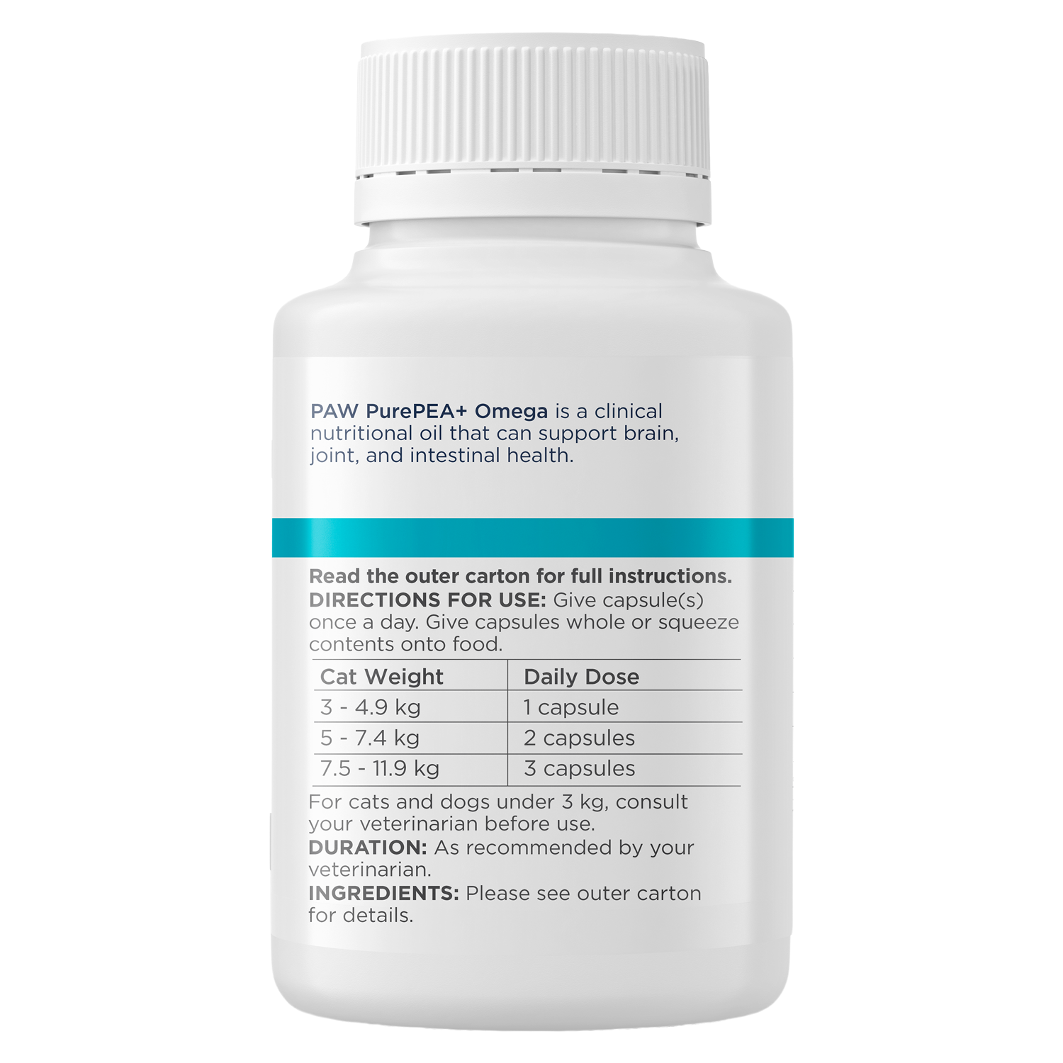 PAW PurePEA+ Omega Back Label | Pure Animal Wellbeing (PAW)