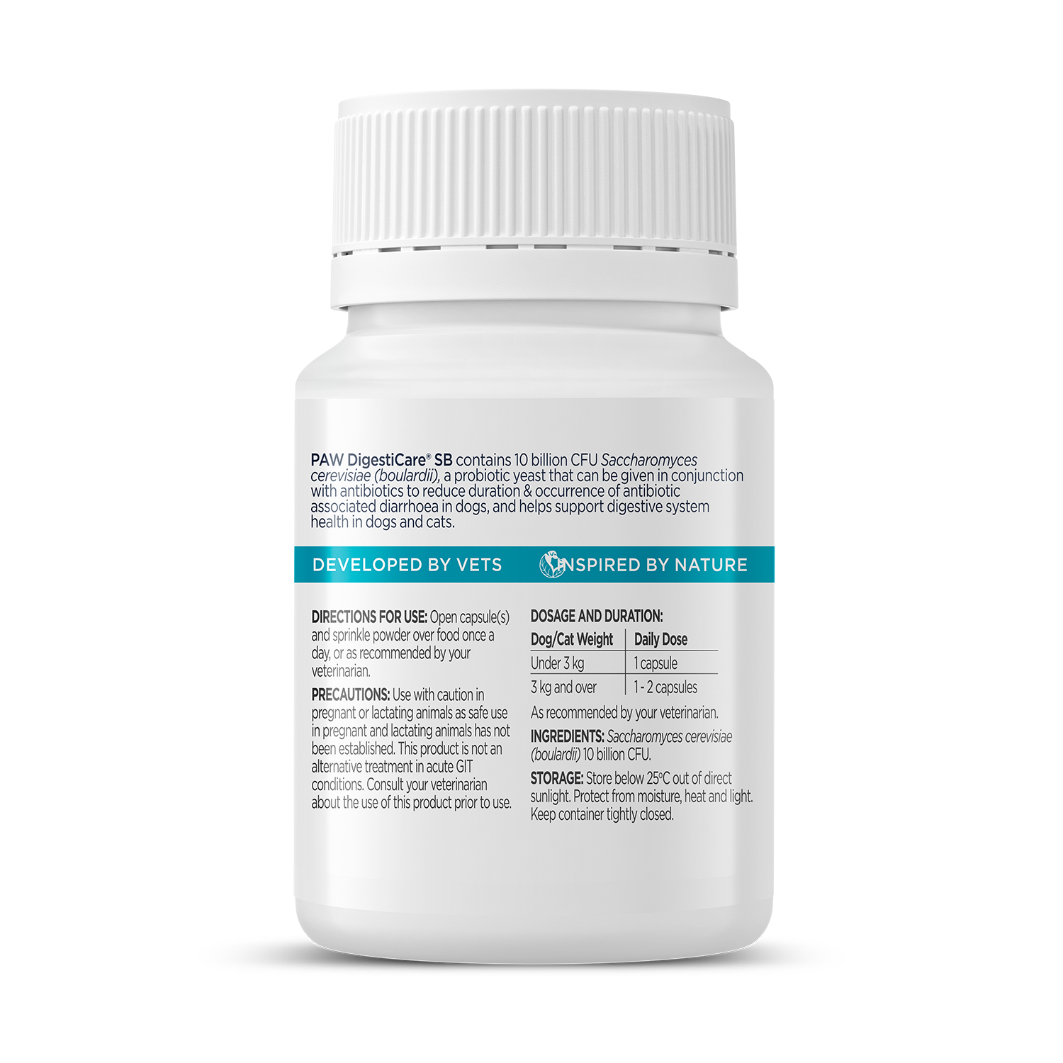 PAW Capsules 30 Capsules PAW DigestiCare® SB Back Label