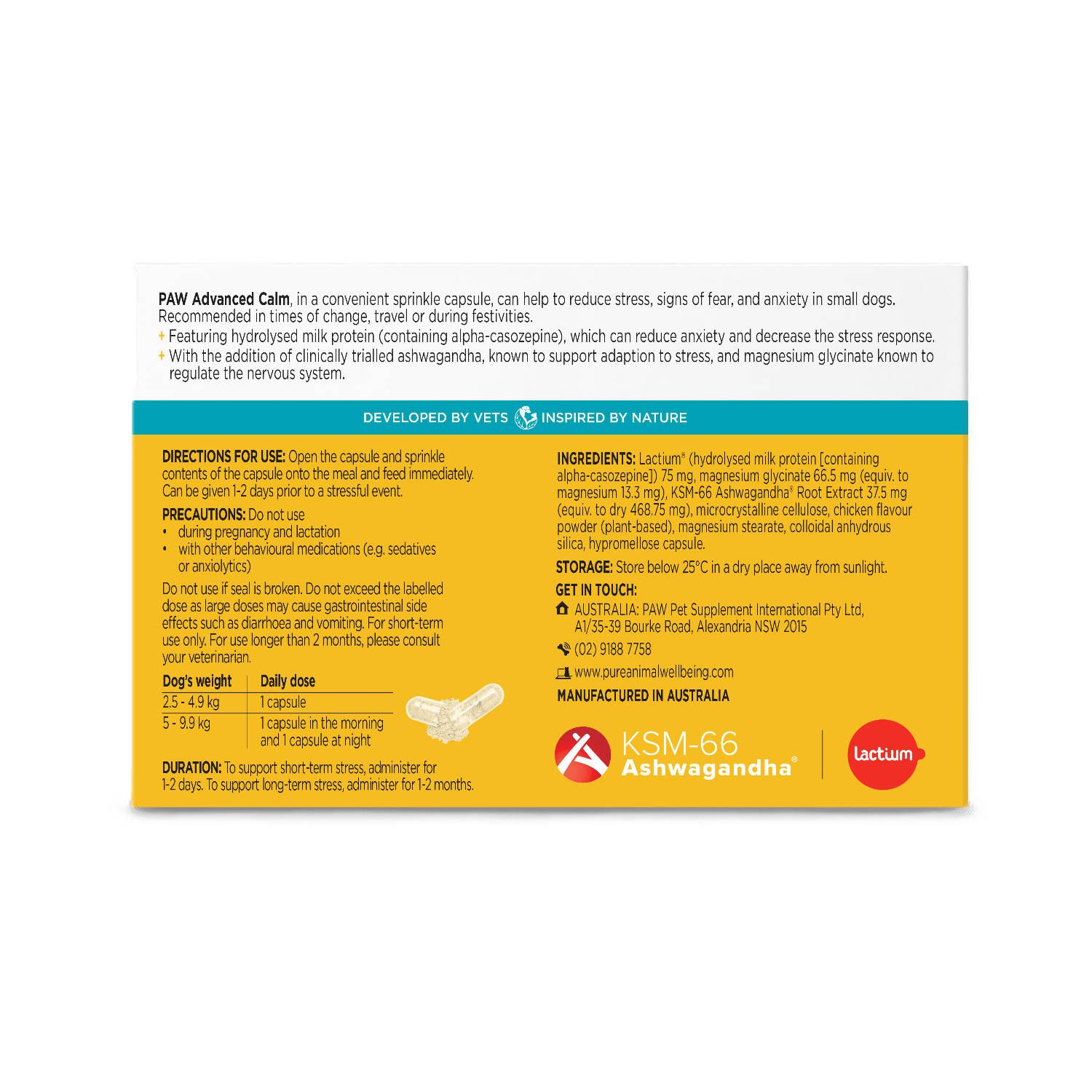 PAW Capsules 30 Capsules PAW Advanced Calm For Small Dogs