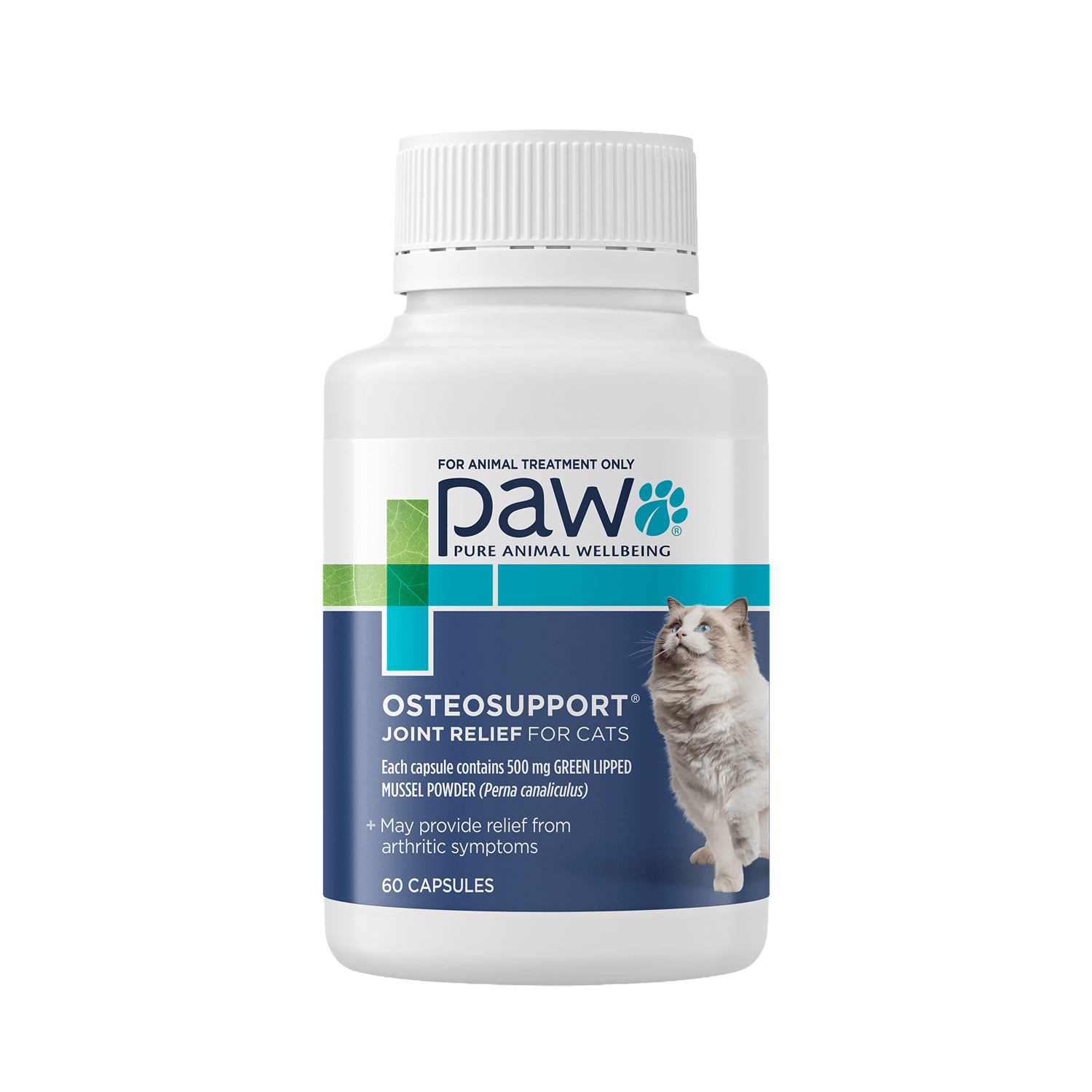 PAW OsteoSupport® for Cats 60 Capsules Front Label