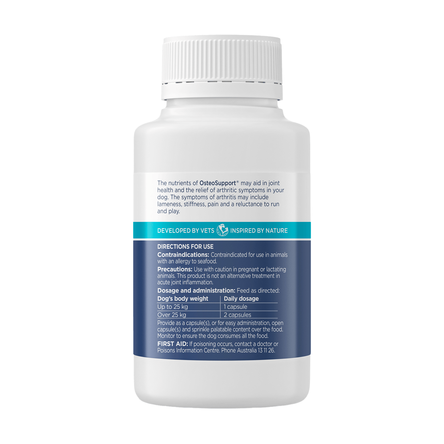 PAW OsteoSupport® for Dogs 80 Capsules Back Label