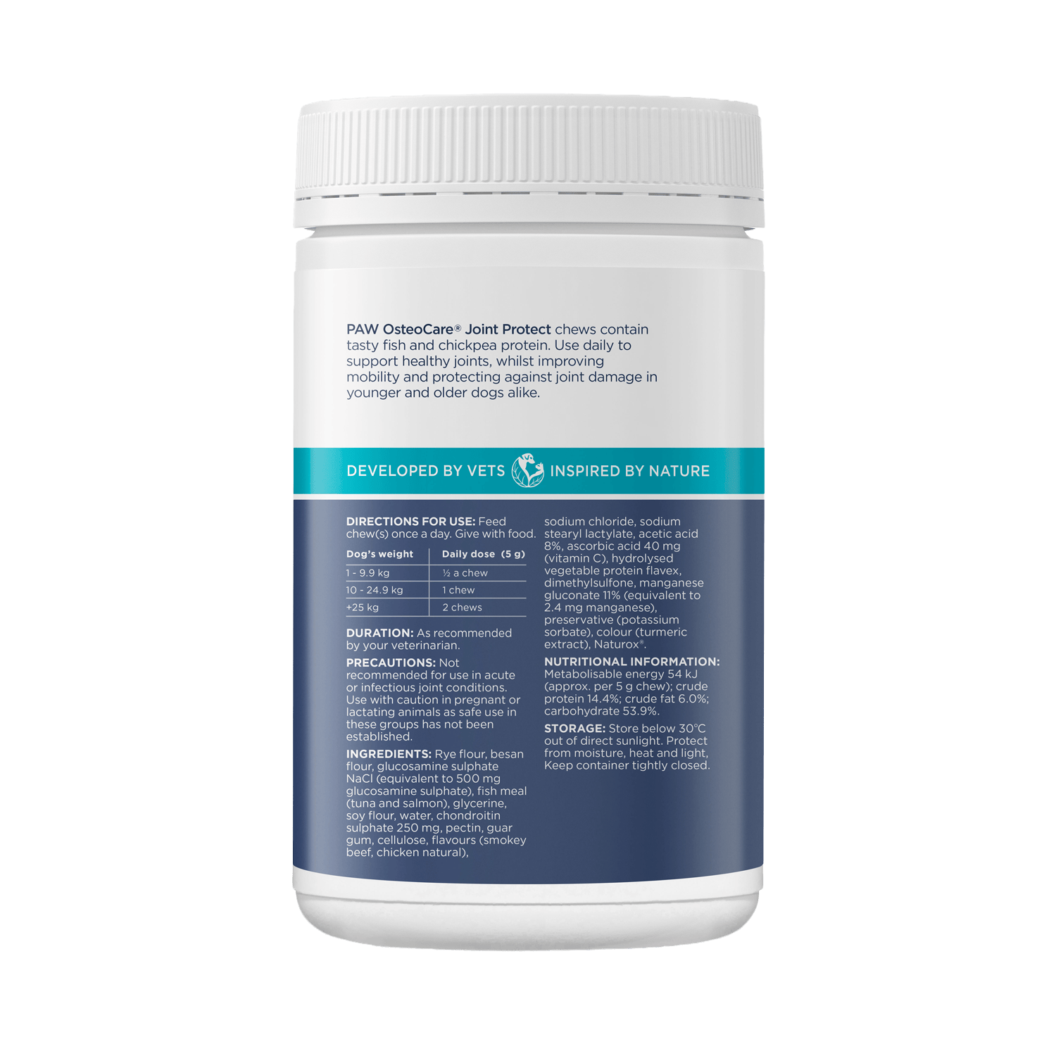 PAW OsteoCare® 100 Chews Back Label