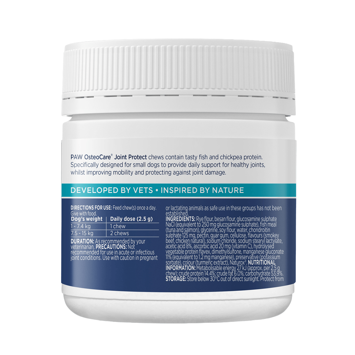 PAW OsteoCare® Small 30 Chews Back Label