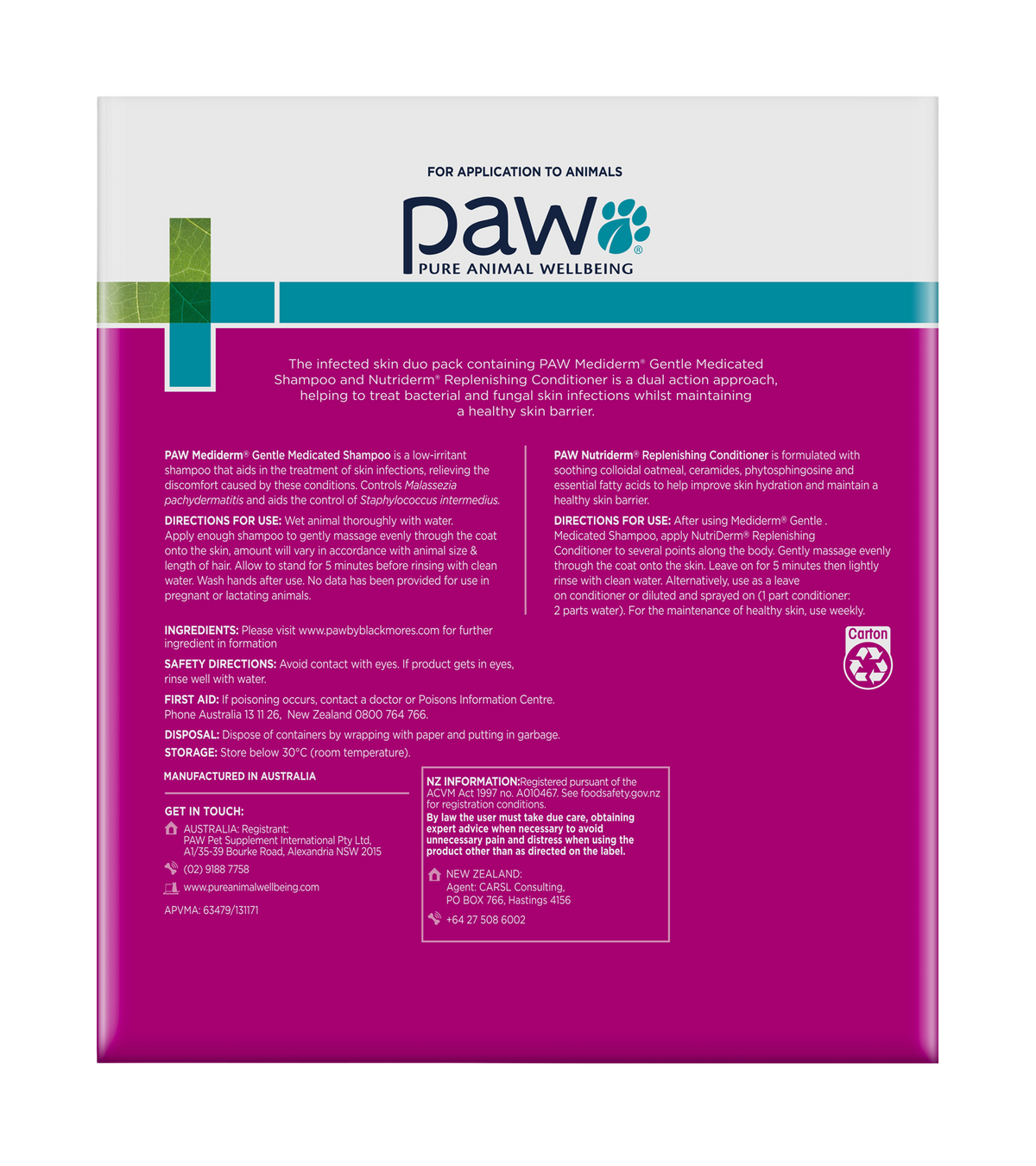 PAW Medi-NutriDerm Duo Pack | Pure Animal Wellbeing (PAW)