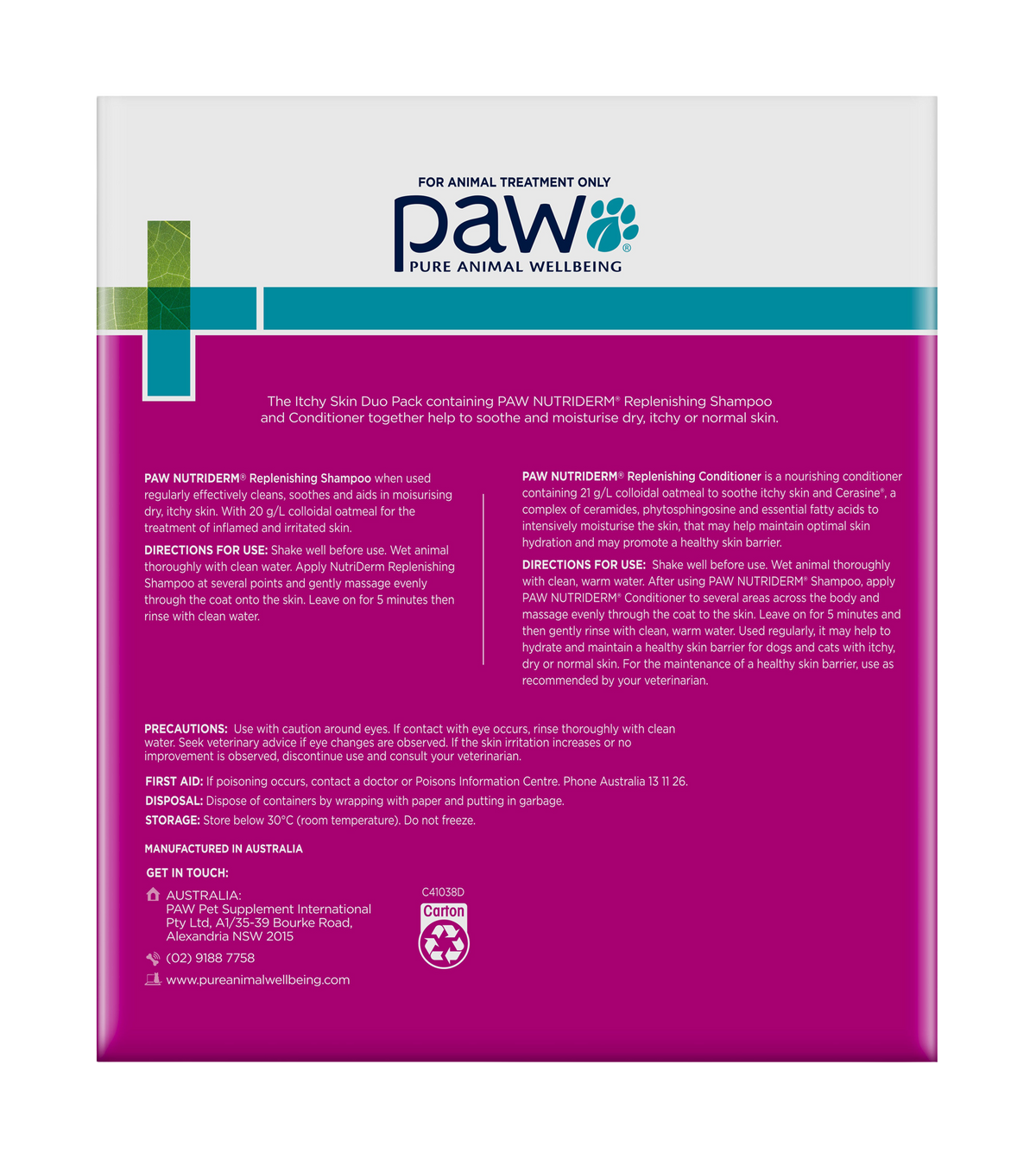 PAW NutriDerm Duo Pack | Pure Animal Wellbeing (PAW)